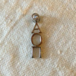 Dainty Alpha Omicron Pi Greek Necklace Drop Pendant with Cubic Zirconia Sparkle